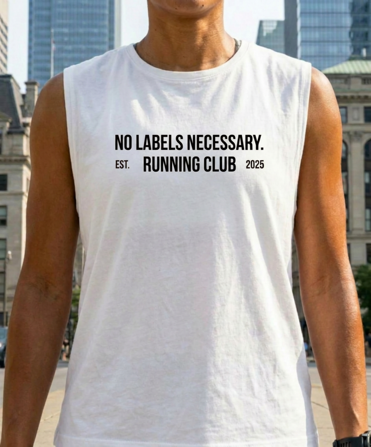 "No Labels. No Limit." Running Club Tank