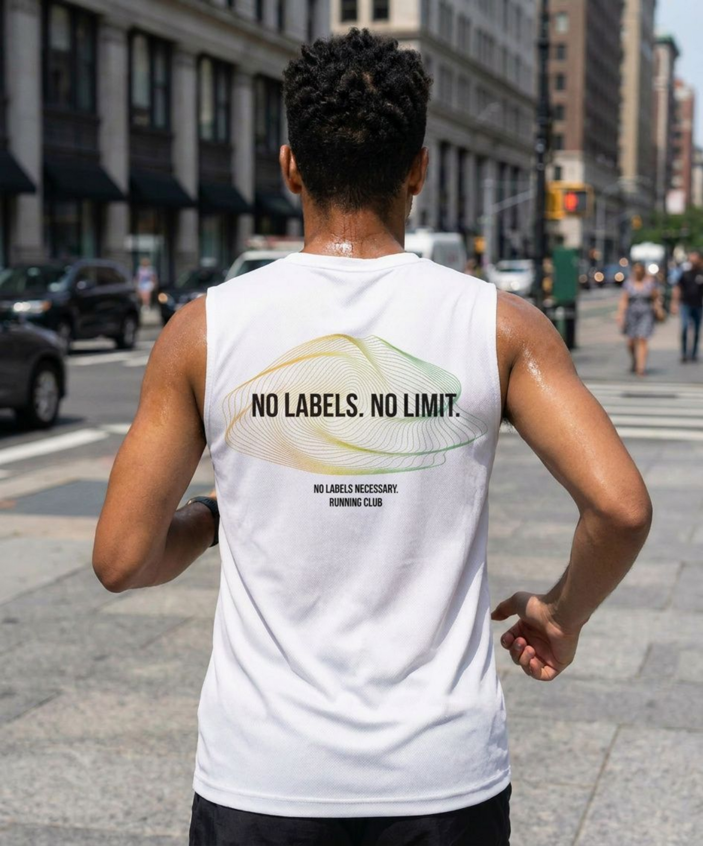 "No Labels. No Limit." Running Club Tank